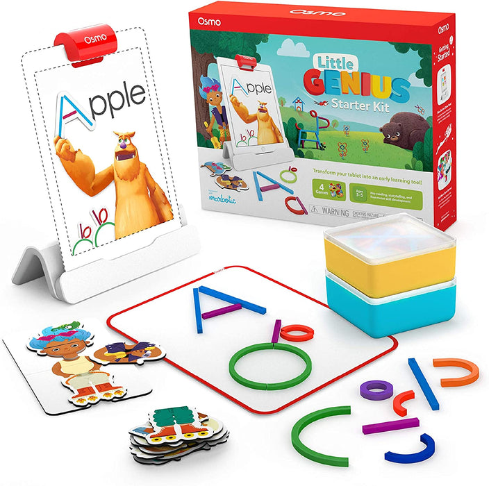 Osmo - Little Genius Starter Kit for iPad - 4 Hands-On Learning Games - Ages 3-5 - Problem Solving, Phonics & Creativity (Osmo iPad Base Included)