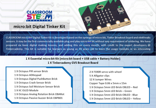 micro:bit Digital Tinker Kit (WITH MICRO:BIT starter kit) - CLASSROOM eShop